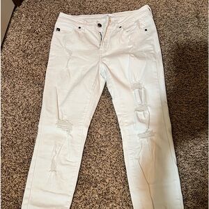 Women’s white Kancan distressed skinny jeans